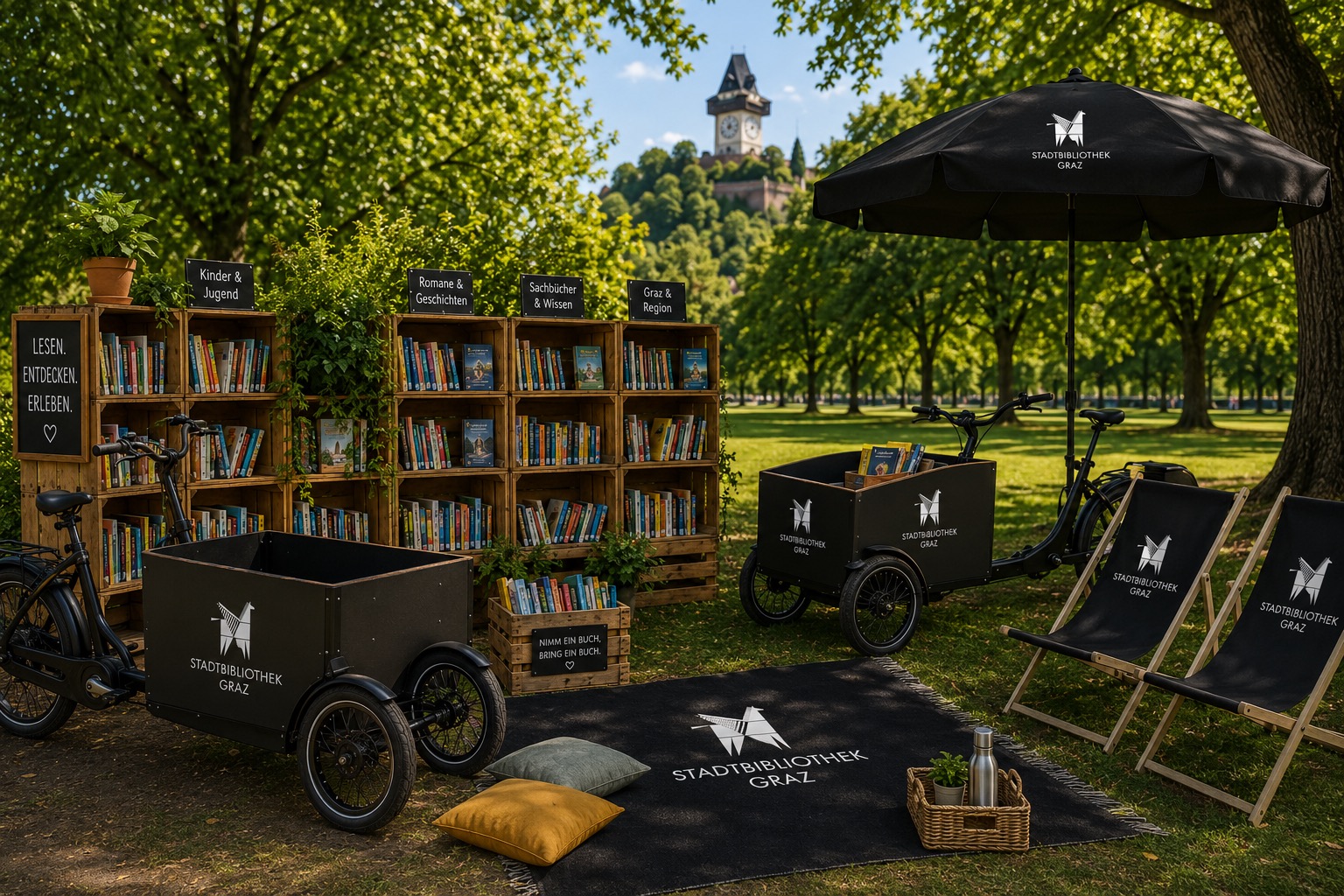 Sommeraktion: Die mobile Bibliothek auf zwei Rädern